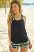 Black Contrast Splice Racerback Tankini Printed 2Pcs Set